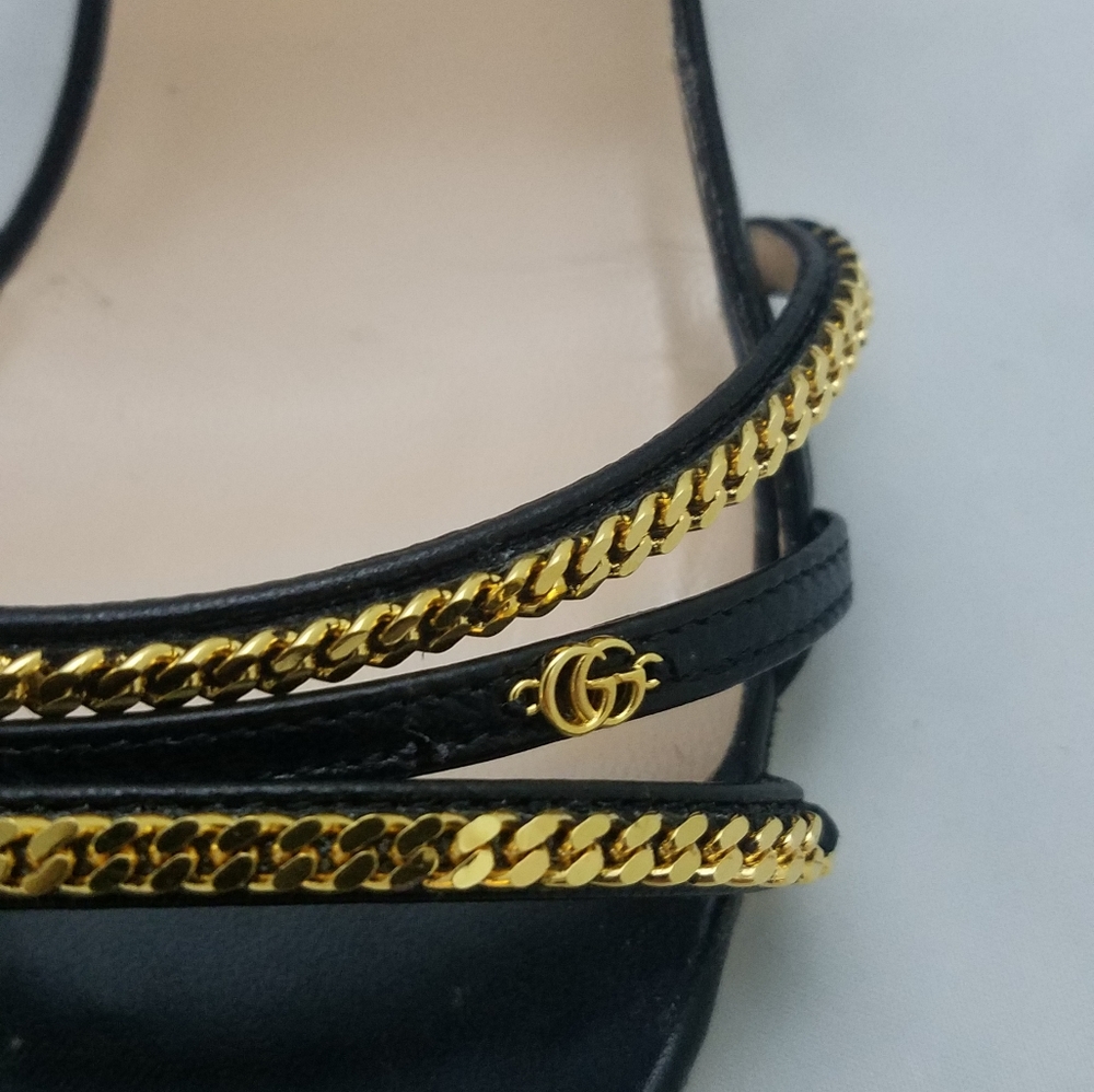 Gucci silvie logo sandals chain black 38.5 - Picture 4 of 8